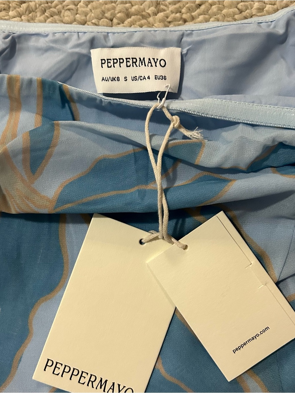 Peppermayo Eden Strapless Maxi Dress Strapless Maxi Dress in Opulent Blue w Slit - Picture 7 of 7